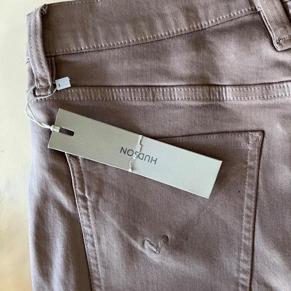 Hudson Jeans Coated Waxed Denim Straight Leg Dark Tan NWT Sz 33 - Picture 4 of 5